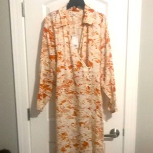 COS size 14 wrap dress burnt orange floral design